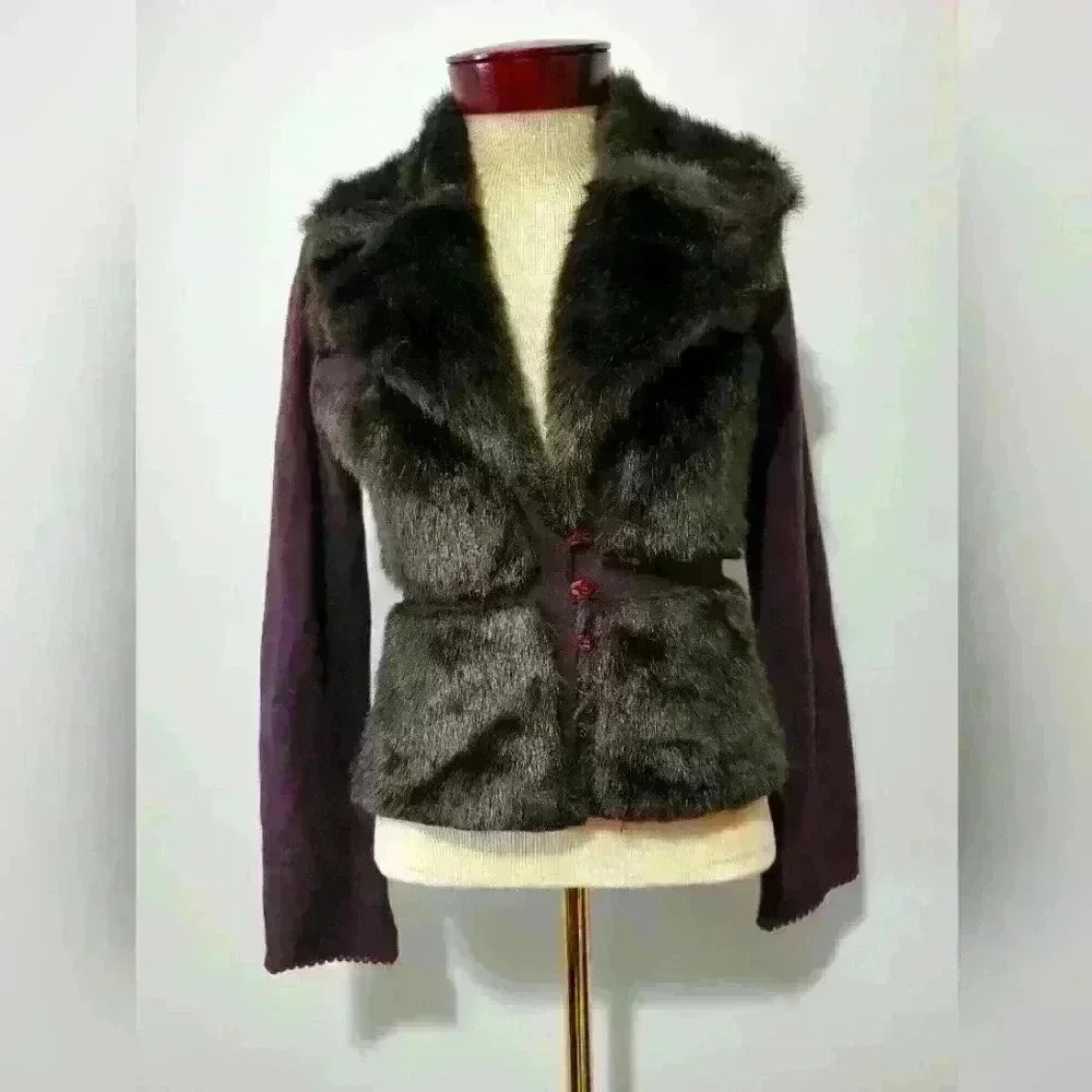 Extra Italia black angora  and wool sweater jacket. size small